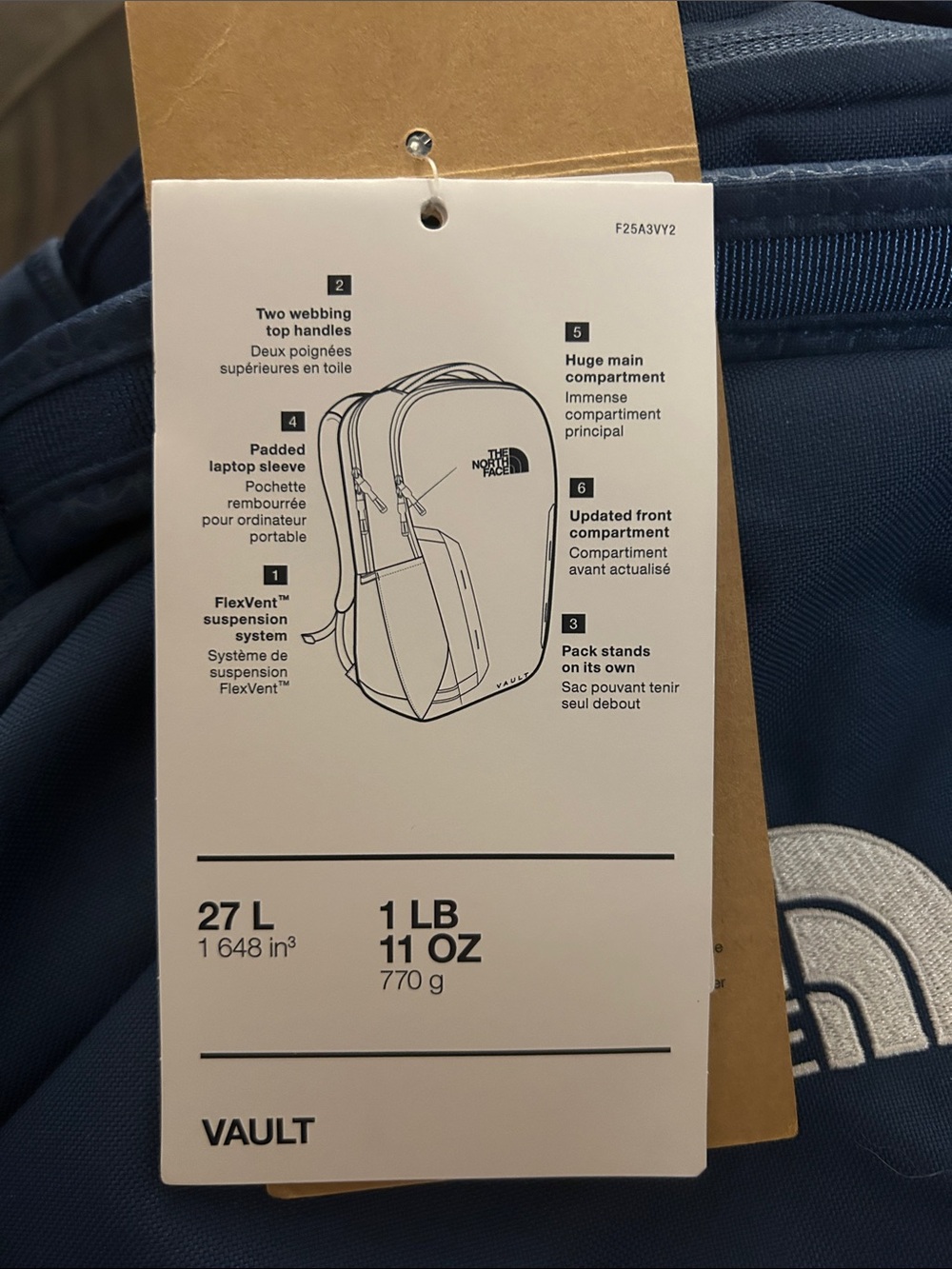 The North Face Vault Backpack - Deep Blue/shady blue net - Picture 6 of 6